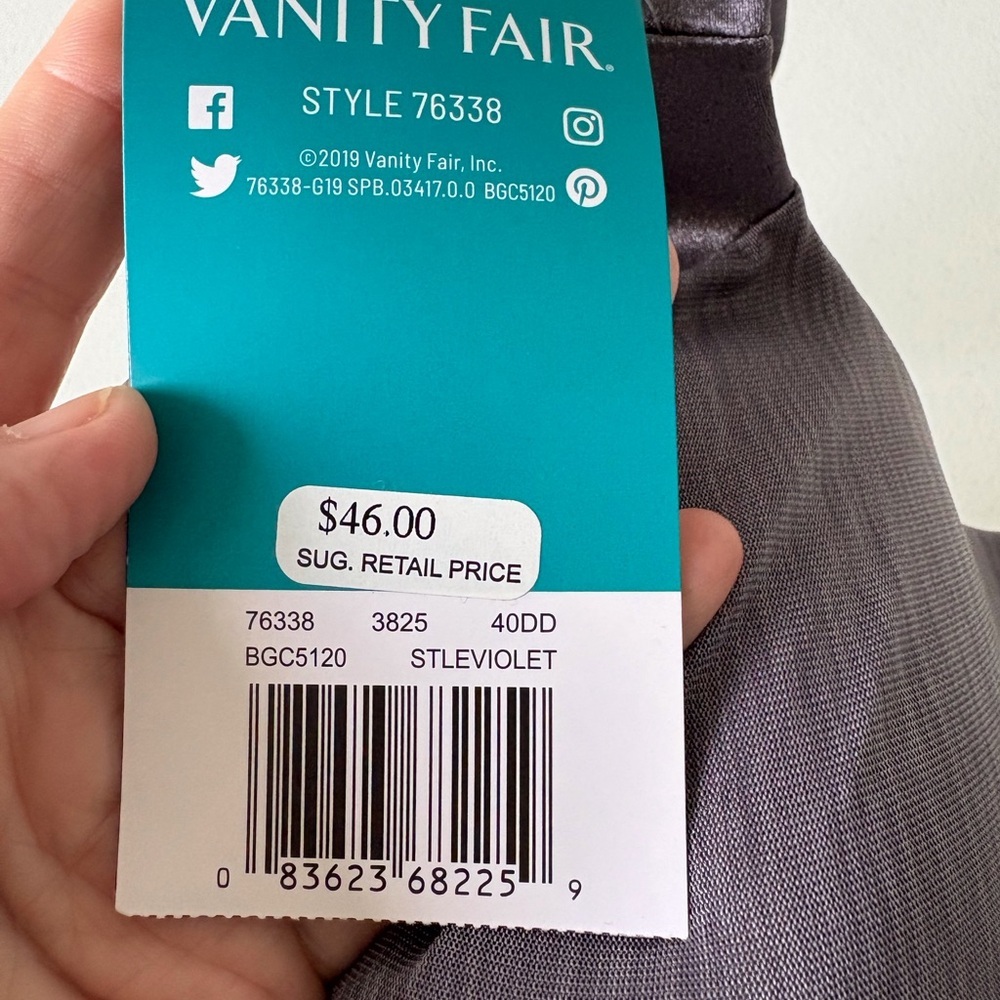 Vanity Fair Illumination Size Bra 40DD Violet Underwire Adjustable Straps NWT - Picture 8 of 9